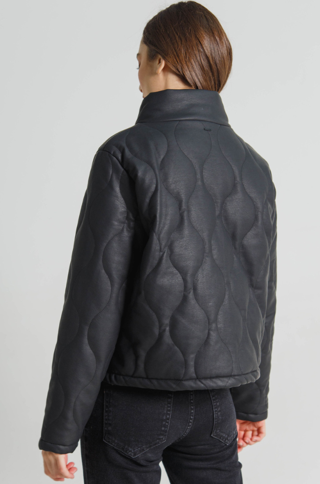 monogram flower leather jacket